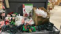 TOTE + BOX W/ CHRISTMAS LIGHTS, ELVES, LOTS OF LIGHTS