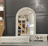 CATHEDRAL-STYLE MIRROR & DISPLAY SHELVES