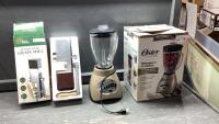 (2) ITEMS - OSTER BLENDER + HAND CRANK GRAIN MILL