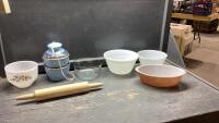 BOX W/ICE CREAM MAKER(SMALL), VINTAGE CASSEROLE BOWLS