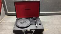 SYLVANIA PORTABLE &ldquo;SUITCASE&rdquo; RECORD PLAYER - NO POWER CORD