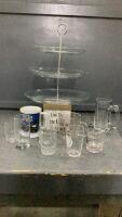 DESSERT SERVER & ASSORTED GLASSWARE
