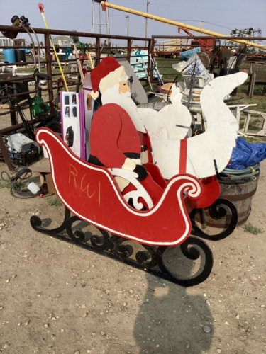 CHRISTMAS WOOD SLEIGH. SANTA