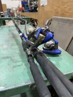 Three rods with reels