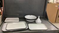 VINTAGE SURGICAL ENAMEL TRAYS & BOWLS FROM THE BROOKS HOSPITAL