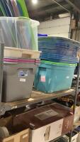 SHELF #7 - LOT OF TOTES - MOST WITH LIDS