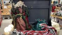SHELF #4 - LOTS OF CHRISTMAS SUPPLIES- TREE STAND,LIGHTS, CANDYCANE LIGHTS