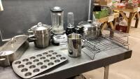 KITCHEN AID BLENDER, FRIDGIDAIRE SINGLE CUP BLENDER, HAND MIXER