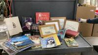 BOX OF VINTAGE & NEW BOOKS, PROCLAMATION OF THE CONSTITUTION ACT ITINERAY - 1982, ROYAL BOOKS PENCIL SKETCHES