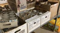 SHELF #14- LARGE LOT OF CANNING JARS + RUBBER RINGS