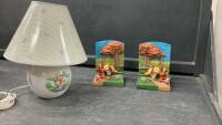 SMALL WINNIE THE POOH TABLE LAMP AND BOOK ENDS