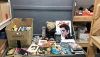 ELVIS COLLECTIBLES - BOOKS, BEAR STUFFIE, CANDLE, FIGURINES, VINTAGE IMPERSONATOR PICTURES, DVD'S