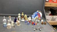 COLLECTION OF SALT & PEPPER SHAKERS, BELLS, AVON BOTTLES, COLLECTOR SPOONS