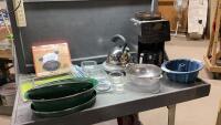 (2)BOXES- GALANZ COFFEE GRINDER/MAKER, KETTLE, ROASTER, FOOD STORAGE