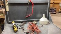 BOW SAW, WORK LIGHT, SHOP LIGHT, FUNNEL,