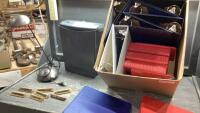 (2)BOXES - PAPER SHREDDER, BINDERS, LAMP