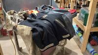 BOX W/SAFETY VEST, JACKET, COLUMBIA SNOWPANTS, CAT JACKET