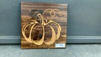 WOOD PUMPKIN CARVED PLAQUE