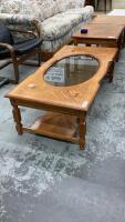 RECTANGLE COFFEE TABLE W/ GLASS INSERT