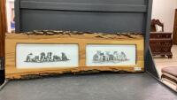 LIVE EDGE WOOD FRAME W/BARNYARD BUDDIES - CAT & DOG PRINTS