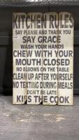 LARGE WOOD WALL DECOR &ldquo;KITCHEN RULES&rdquo;