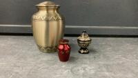 (3) BRASS URNS