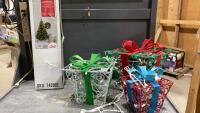 (2) BOXES - 4&rsquo; PRELIT TREE + SET OF FUZZY GIFT BOXES