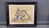 FRAMED WOOD SCROLL PICTURE