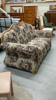 FLORAL LOVESEAT W/ WOOD TRIM