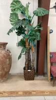 LARGE ARTIFICIAL PHILODENDRON IN WICKER BASKET