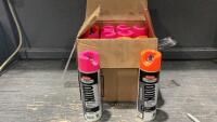 BOX W/ (12) BOTTLES KRYLON INDUSTRIAL FLUORESCENT MARKING SPRAY PAINT
