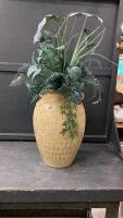 TERRA COTTA VASE W/ FAKE GREENERY
