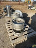 Two aluminum beer kegs