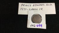 1871 CANADA LARGE 1 CENT COIN - PRINCE EDWARD ISLD