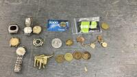 BAG OF WATCHES, WATCH PARTS, PROVINCIAL TOKENS,