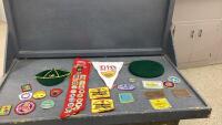 COLLECTION OF VINTAGE BOY SCOUT ITEMS - CAP, BADGES & PATCHES, SASH, BANNER, BERET