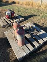 Two fire extinguishers and two spring lock Lever latches