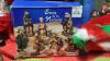 (2) BOXES CHRISTMAS DECOR - ANIMATED MR & MRS CLAUS, SMALL NATIVITY SET, WREATH HOLDERS, STOCKINGS, (4) WICKER BELLS - 6