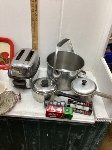 STAINLESS STEEL POTS,GE TOASTER,GOLF BALLS