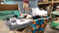 (2)BOXES - CHRISTMAS DECOR, FABRIC, PATTERNS, BALL CAPS,