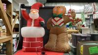 (2) CHRISTMAS LIGHTED BLOW UP YARD DECOR - SANTA & GINGERBREAD MAN