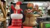 (2) CHRISTMAS LIGHTED BLOW UP YARD DECOR - SANTA & GINGERBREAD MAN
