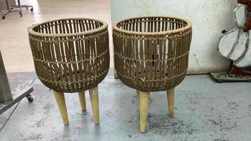 (2) RATTAN ROUND FERN PLANT HOLDERS