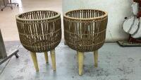 (2) RATTAN ROUND FERN PLANT HOLDERS