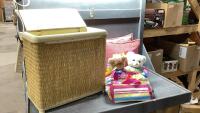 LAUNDRY HAMPER WITH PILLOWS AND STUFFIES