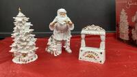WHITE PORCELAIN SANTA PUPPETEER W/ CHRISTMAS TREE