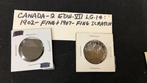 CANADA (2)EDW VII LARGE ONE CENTS