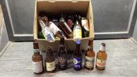 BOX OF ASSORTED BEER BOTTLES