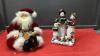 SITTING SANTA & TRIO OF SNOWMEN CANDLE HOLDER