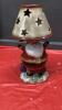 POLYRESIN SNOWMAN FAMILY IN CART & PORCELAIN SANTA TEA LIGHT HOLDER - 3
